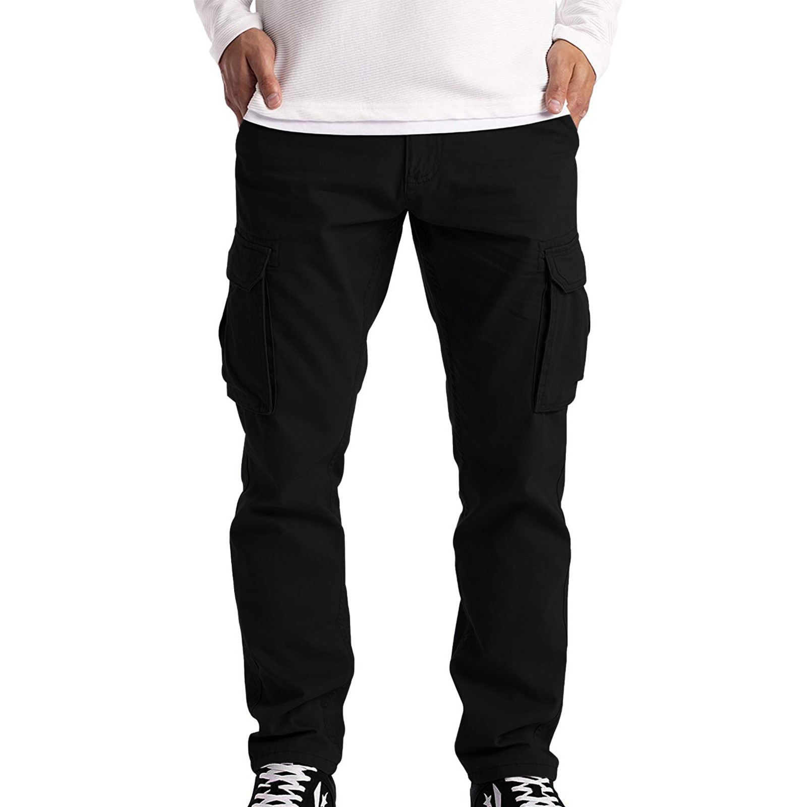 thumbnail image 2 of Pantalones cargo de trabajo para hombre: 6 bolsillos, poliéster, cintura media, para todas las estaciones, tallas S-XXXXXL., 2 of 8